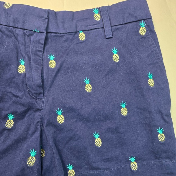 British Khaki Womens Navy Blue Pineapple Embroidered Chino Shorts Size 8 - Picture 3 of 8